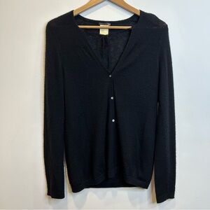 Theory V-Neck Long Sleeve Cashmere Sweater Black